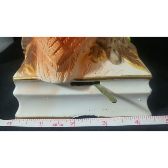 Owl Music Box Vintage Royal Crown Wind Up Porcelain Collectible Figurine Figure - Picture 3 of 6